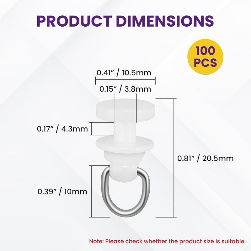 Catuy 100Pcs Plastic Curtain Track Glider, Ceiling Sliding Curtain Track Hooks, Shower Curtain Pulley for Window Shower Curtain Tracks（White） - Image 2